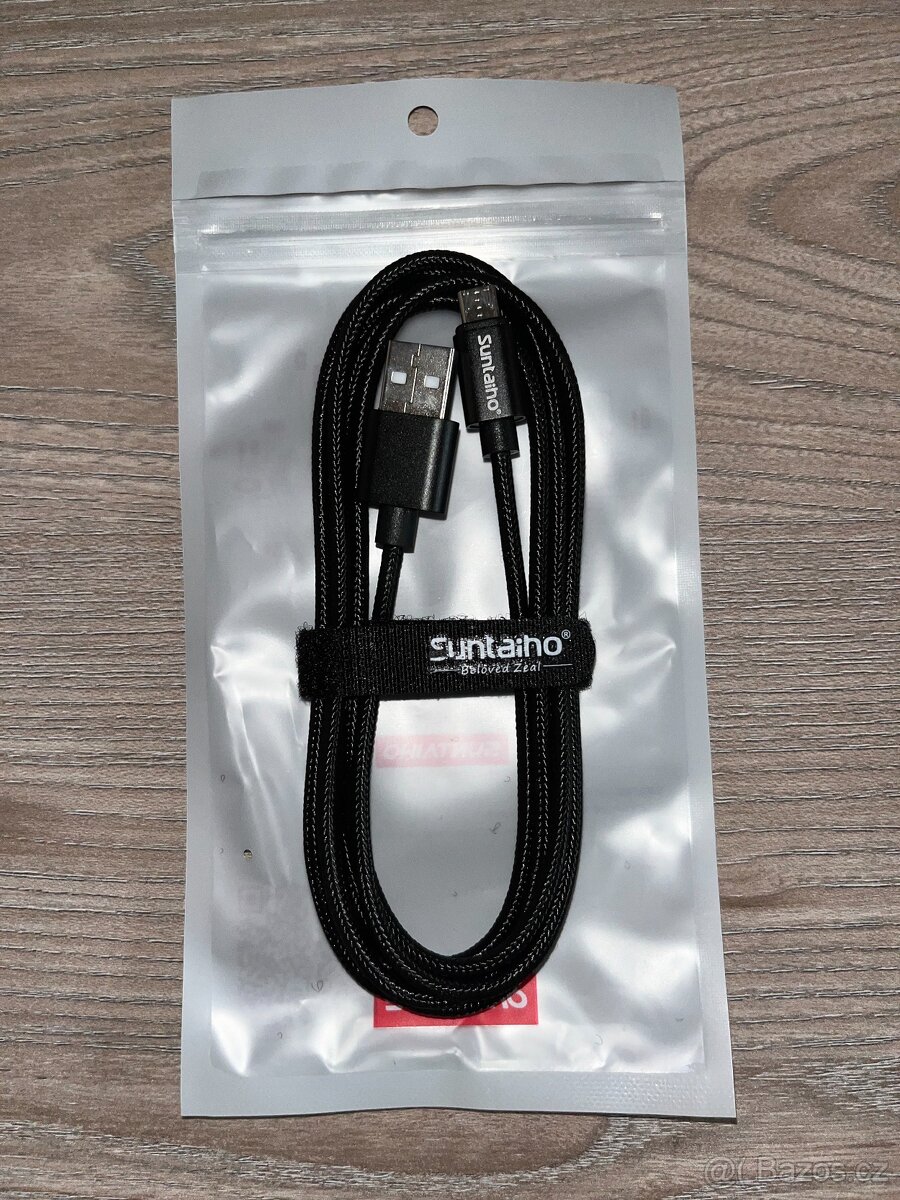 Kvalitní opletený Micro USB kabel 2m Suntaiho