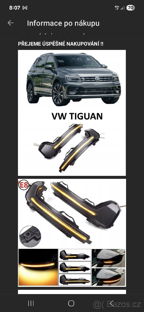 DYNAMIC LED BLINKRY V ZRCÁTKU TIGUAN MK2 2017+