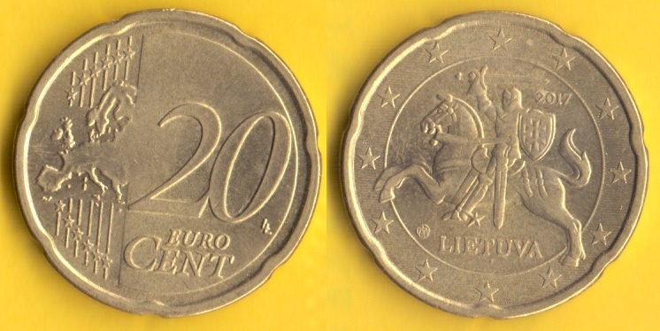 Euro mince Litva 20 centů 2017