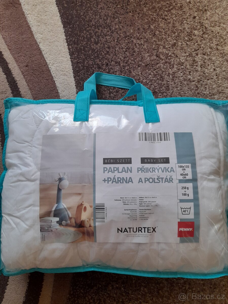 Polštář a přikrývka do postýlky. Nové, nepoužité