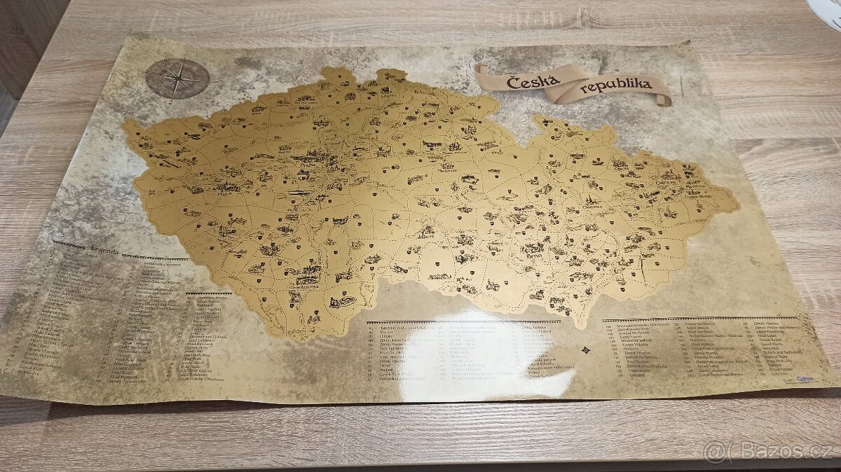 VELKÁ ZLATÁ STÍRACÍ MAPA ČR - NEPOUŽITÁ