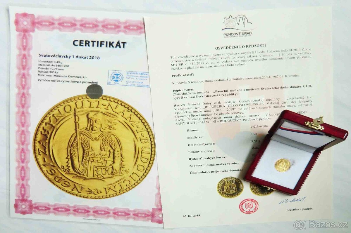 Svatováclavský dukát 2018 s puncem, pouze 100 ks