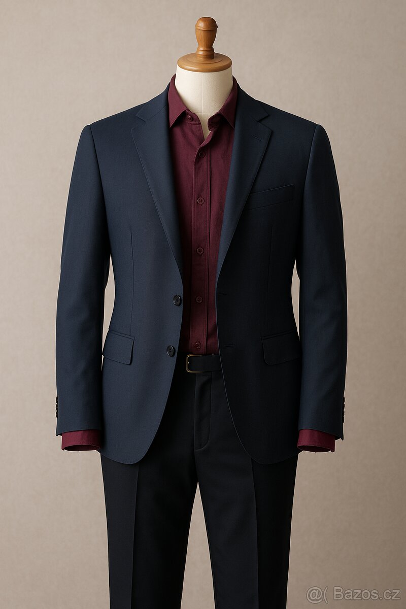 Pánský oblek BANDI 50/188 + košile 41/188 – výborný stav