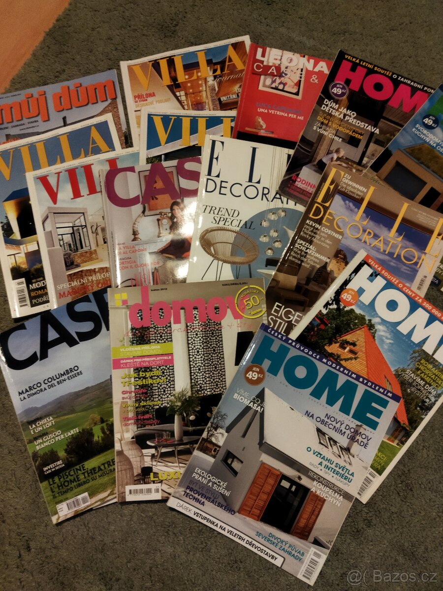 Různé časopisy o bydlení