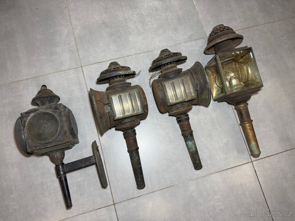 Starožitné kočárové lucerny/lampy rok 1900