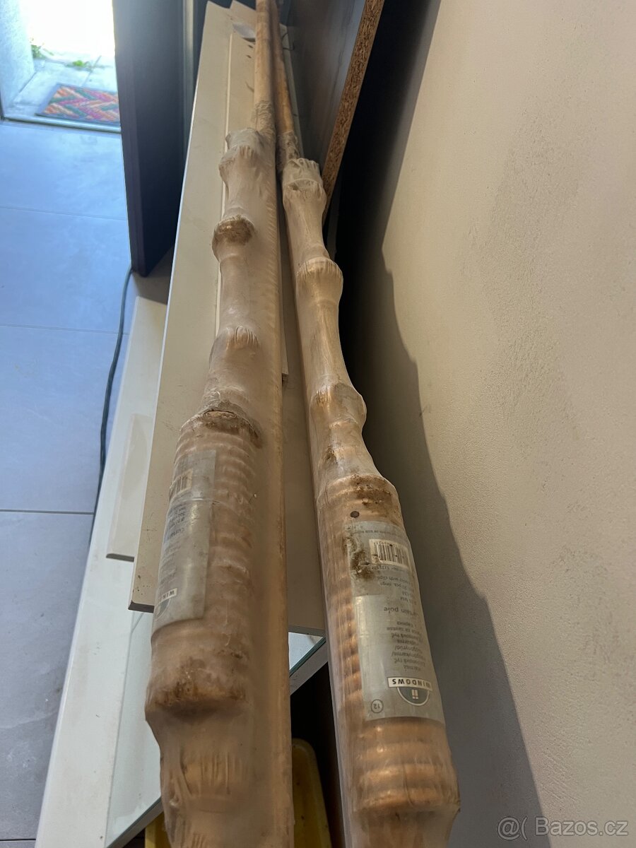 Garnýž, tyč na závěsy/záclon 2m 2ks nové s kroužky i žabkami