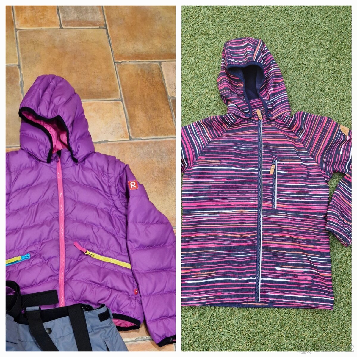 Péřová bunda/vesta 134/140 +softshellka - Reima