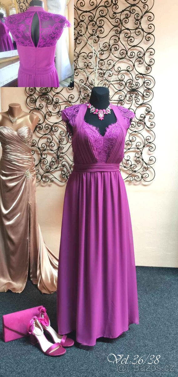 SPOLEČENSKÉ MALINOVÉ ŠATY vel.36