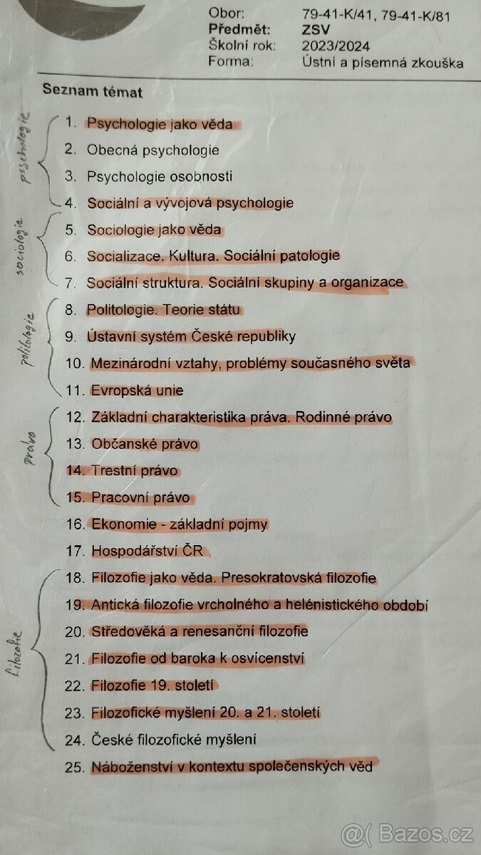 Maturitní otázky ZSV