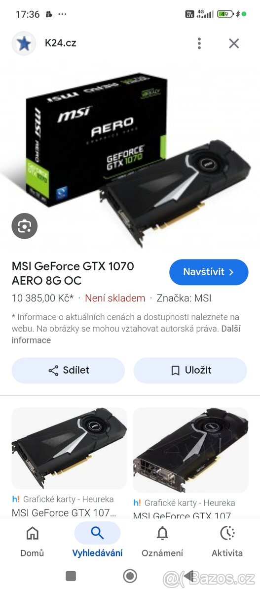 Grafika GeForce GTX 1070 AERO 8G,Gigabyte 4/G6