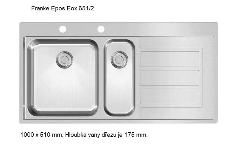 nový nepoužitý nerezový dvojdřez Franke 1000×510 mm