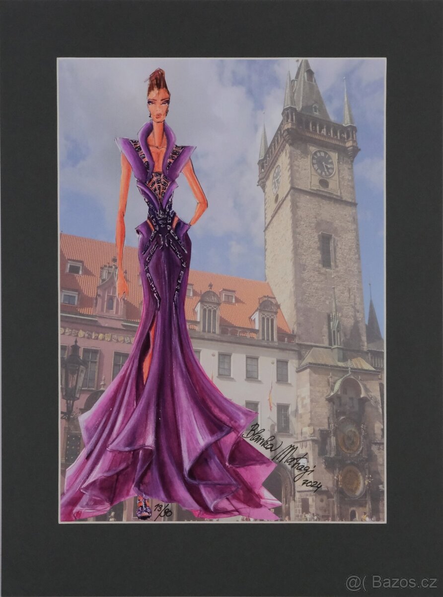 Blanka Matragi - Praha - originální kolorovaná grafika