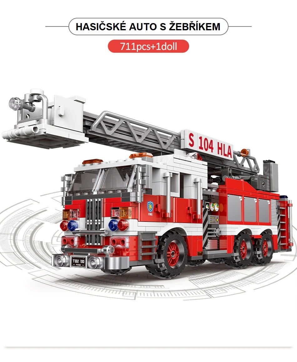 Stavebnice hasičské auto , kompatibilní s LEGO