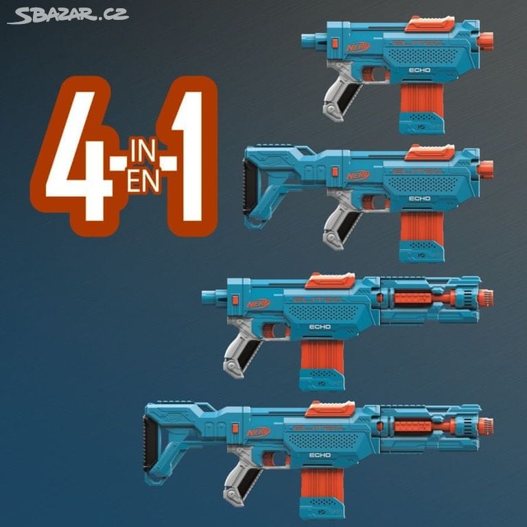 Zánovní pistole ELITE NERF ECHO 4 v 1. PC:1250 Kč