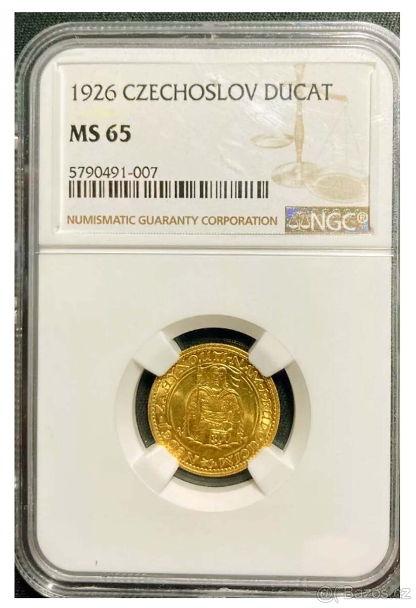 Svatováclavský dukát 1926, certifikace NGC MS 65