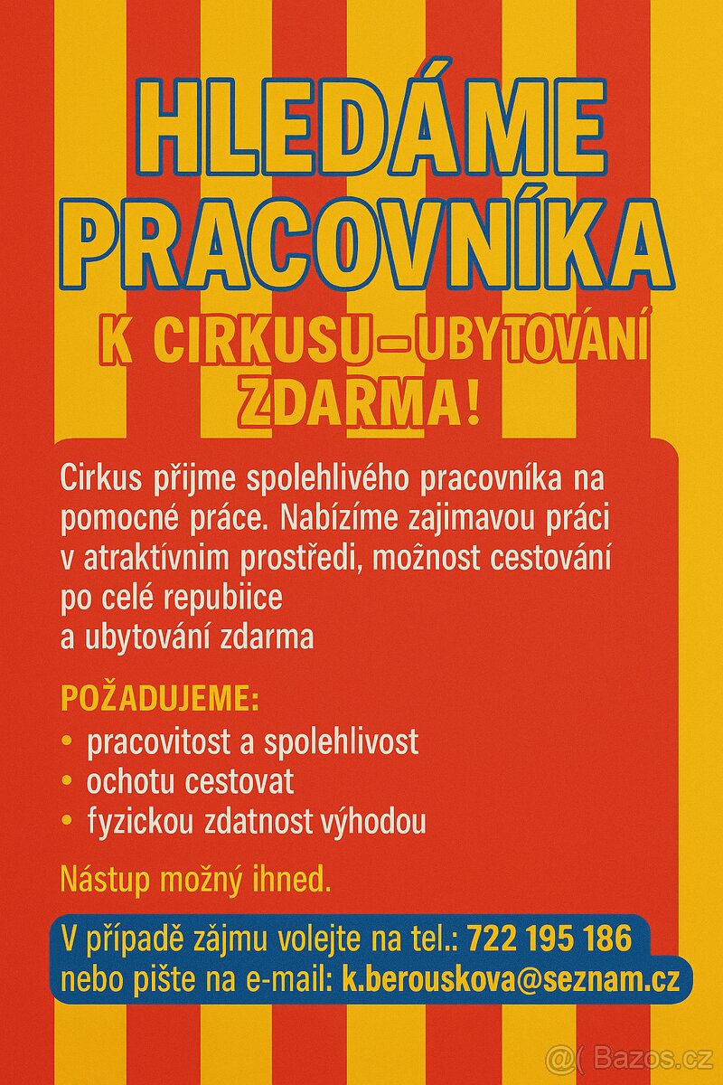 Hledáme pracovníka k cirkusu – ubytování zdarma