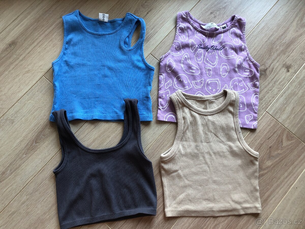 Nátělníky/tílka crop top, velikost 140/146