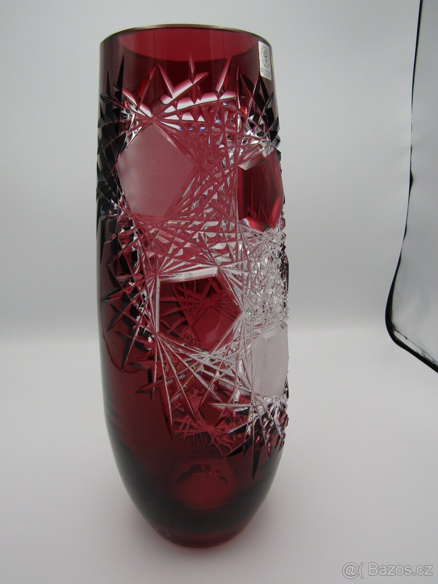 rubínová váza dekor frost ceasar crystal barevný křišťál