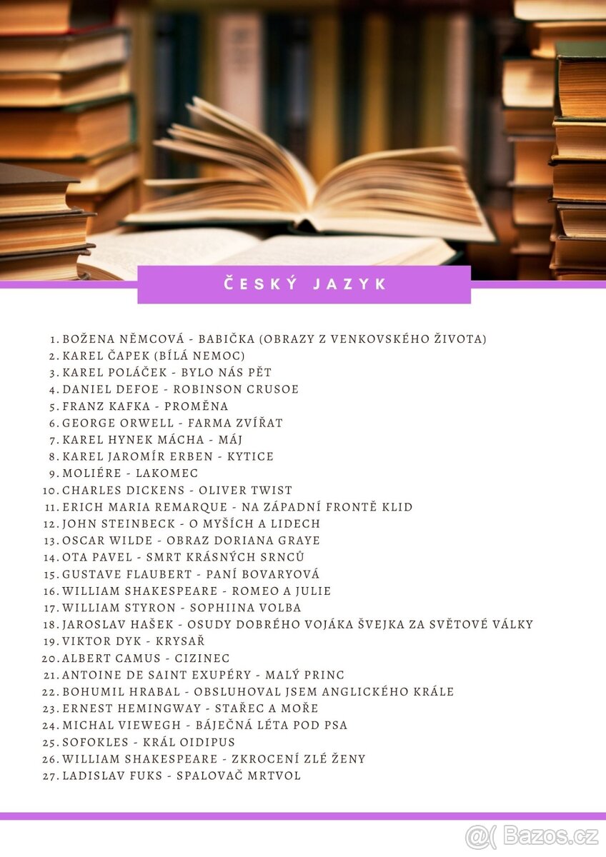 Vypracovaná četba k ústní maturitní zkoušce z ČJ