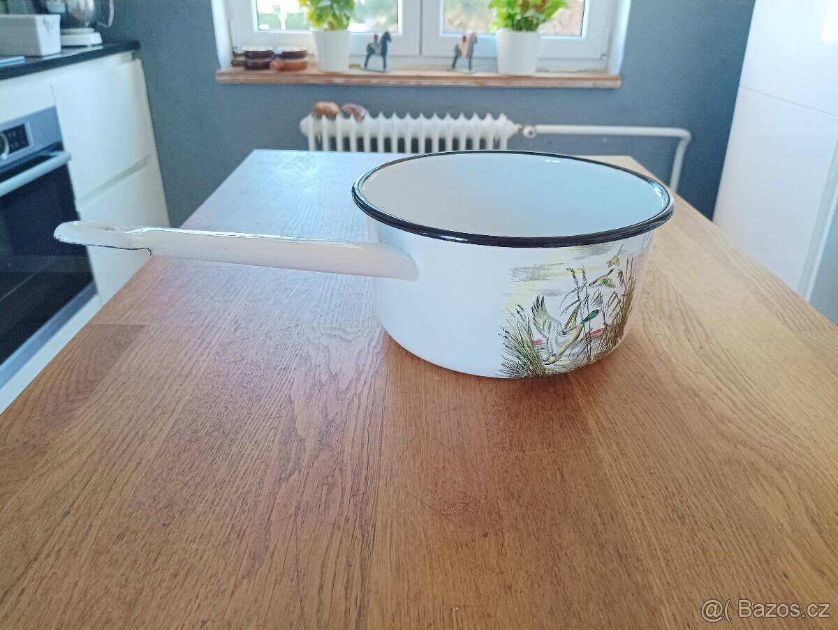 SMALTOVANÝ VINTAGE HRNEC JAPY FRERES FRANCIE