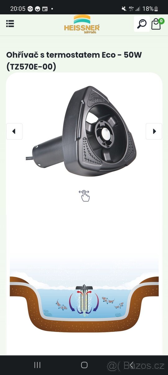 Vyhřívání rybníčku Heissner ECO 50W