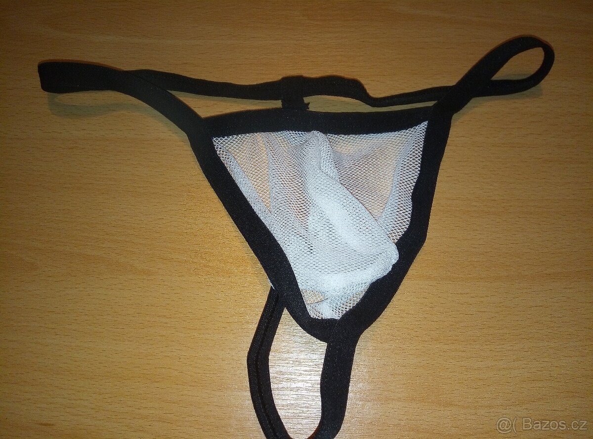 Pánské bílé poloprůhledné tanga
