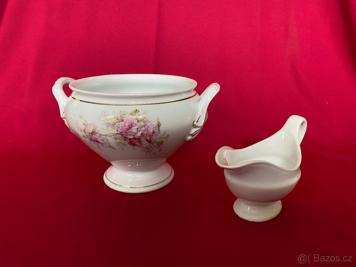 stará keramická mísa malovaná servírovací omáčník