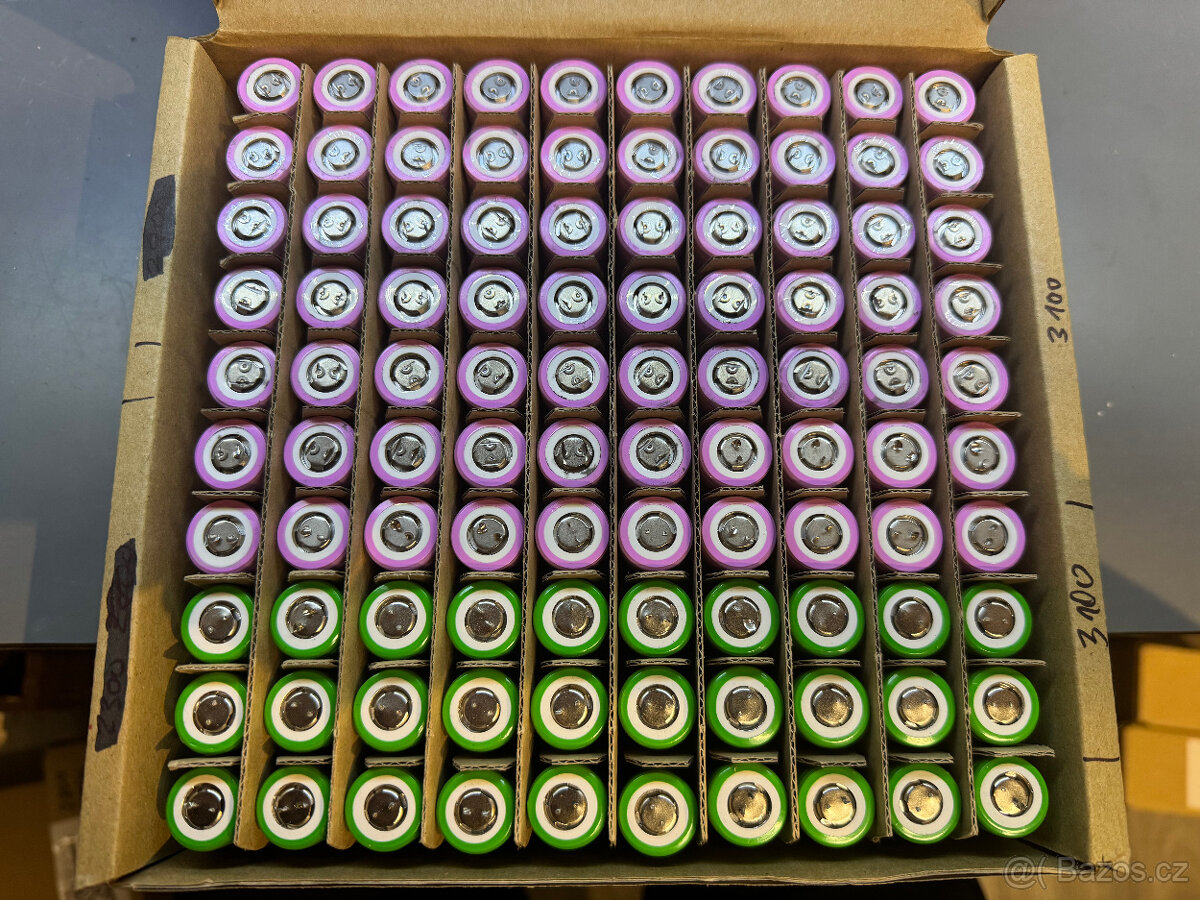 100kusů Li-Ion 18650 články baterie kapacita 3100mAh