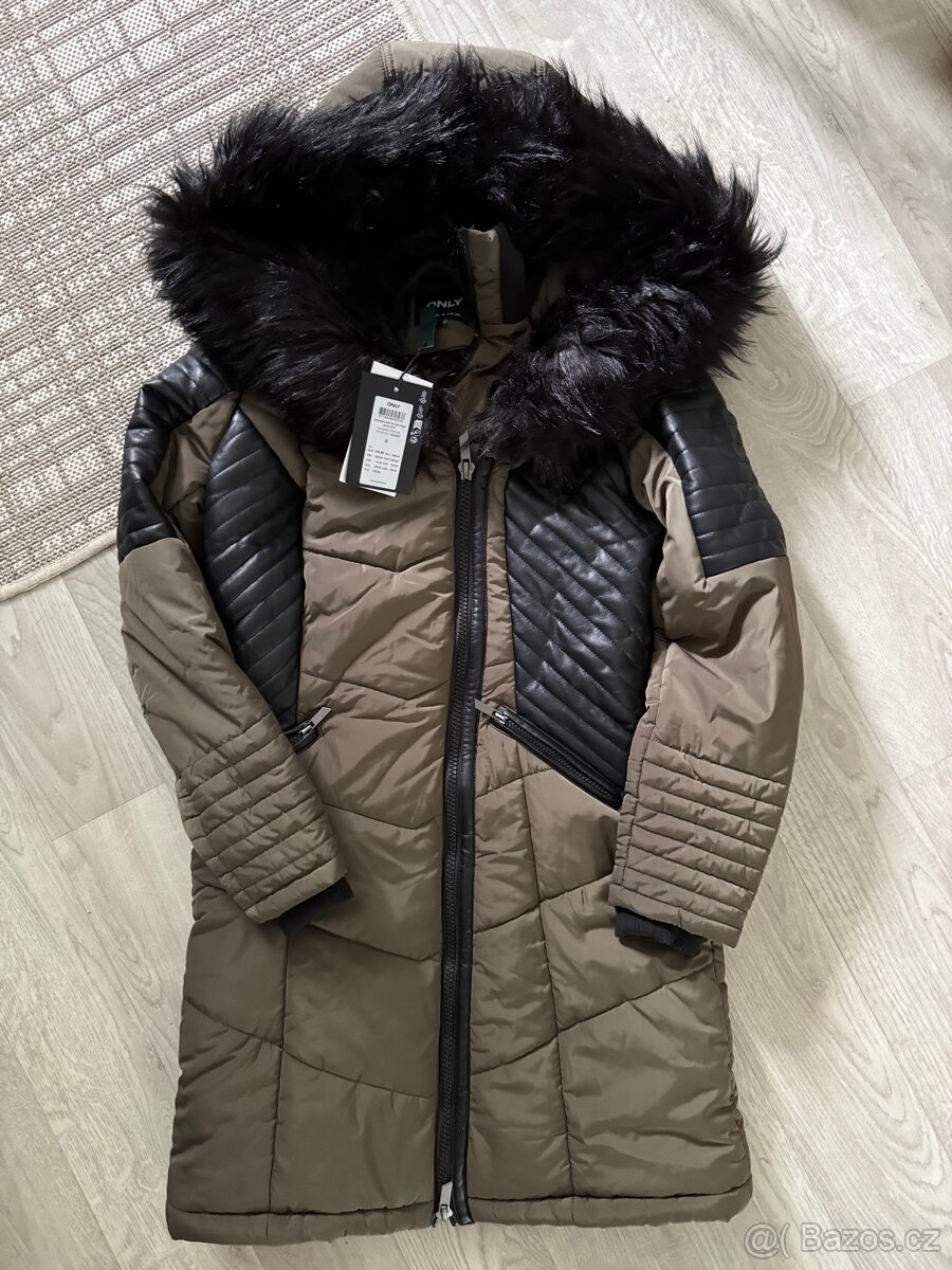 Nova srmy khaki parka zimni bunda s visackou S