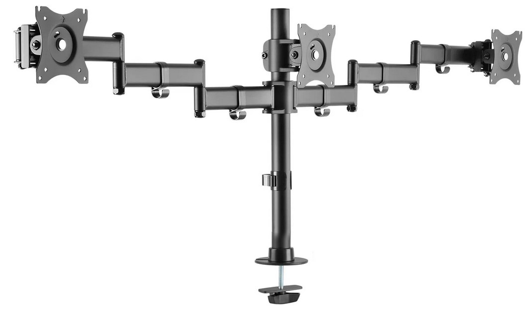 Držák na 3 monitory do otvoru ve stole / stojan VESA