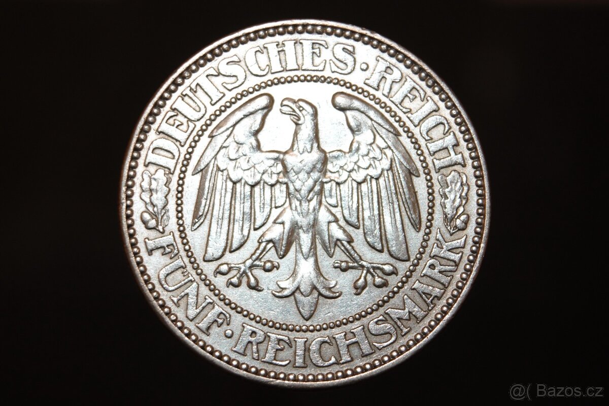 Stříbrná 5 Reichsmark 1929 A - Dub