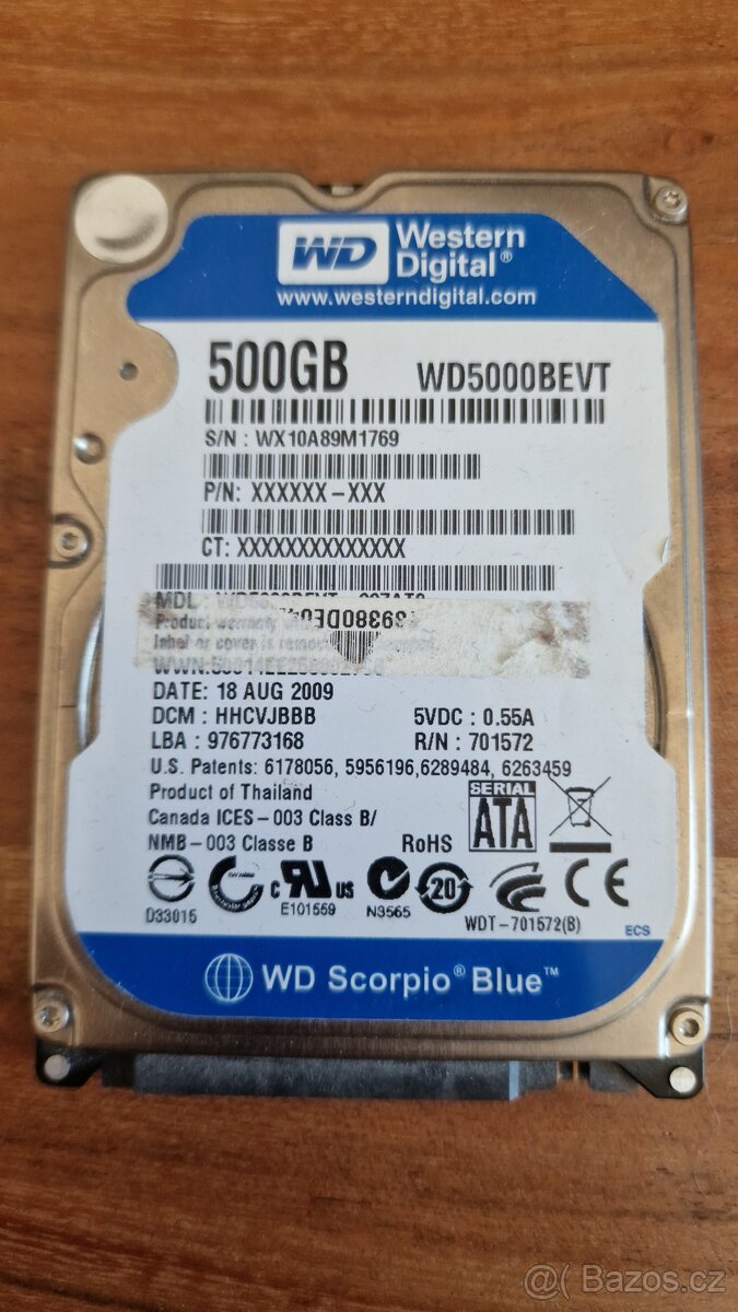 Pevný disk Western Digital 500 GB Scorpio Blue