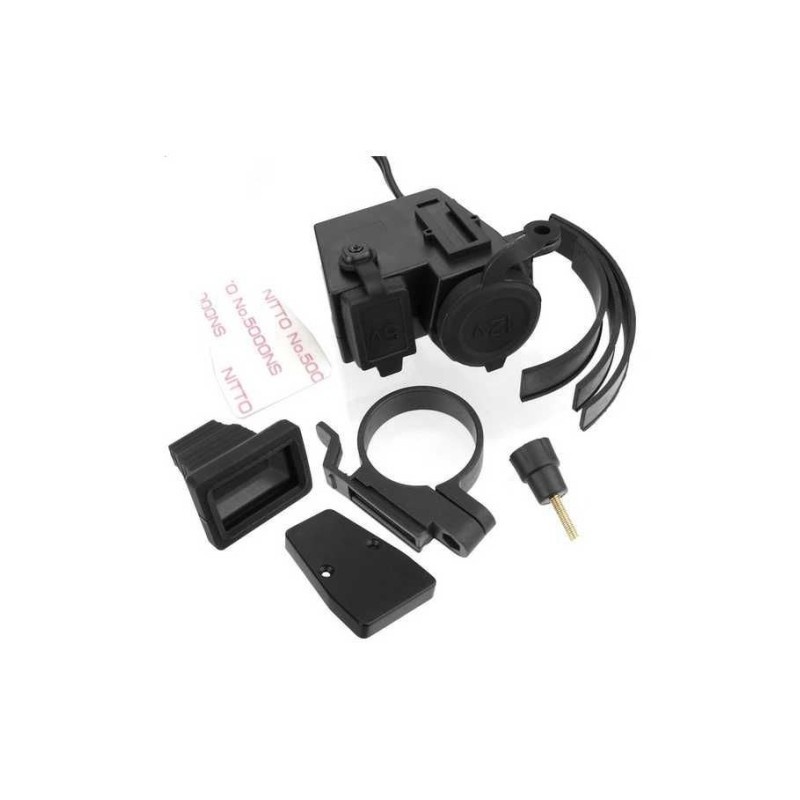 Zásuvka 12V+USB pro motocykl vodotěsná