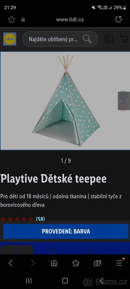 Dětské teepee modré zn. Playtive