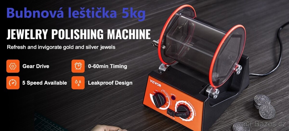 Rotační leštička 5kg na šperky kameny minerály kovy a mince