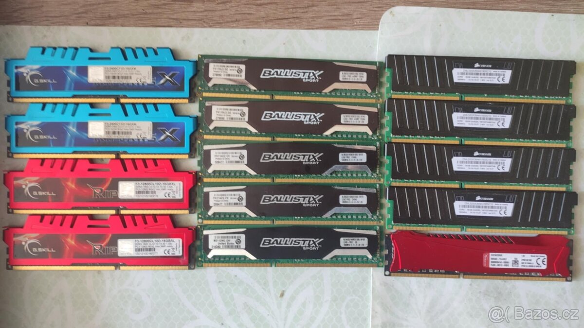 Ramky 8GB DDR3 2400 a 1600 XMP i bez XMP s chladičem