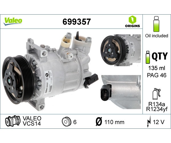 KOMPRESOR, KLIMATIZACE VALEO 699357