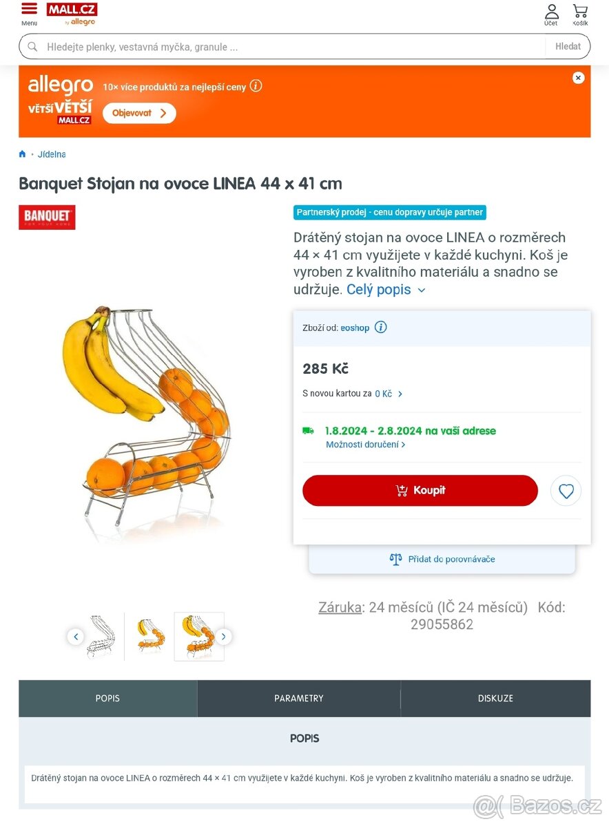 Banquet stojan na ovoce Linea