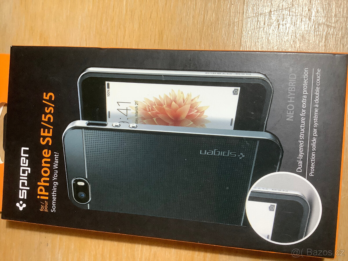 NEOTEVŘENÉ 2vrstvé pouzdro s rámem Spigen na iPhone SE/5/5s
