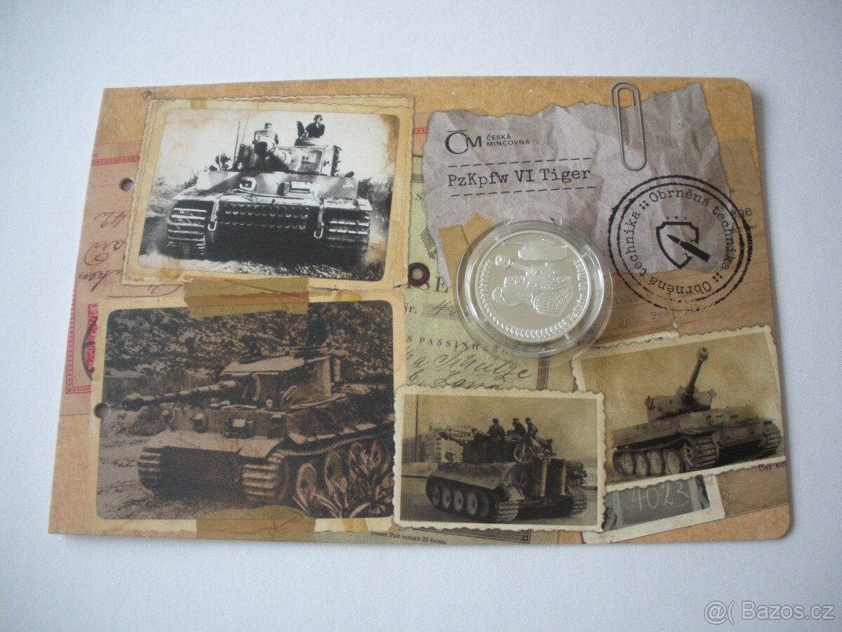 Stříbrná mince Obrněná technika - PzKpfw VI Tiger proof