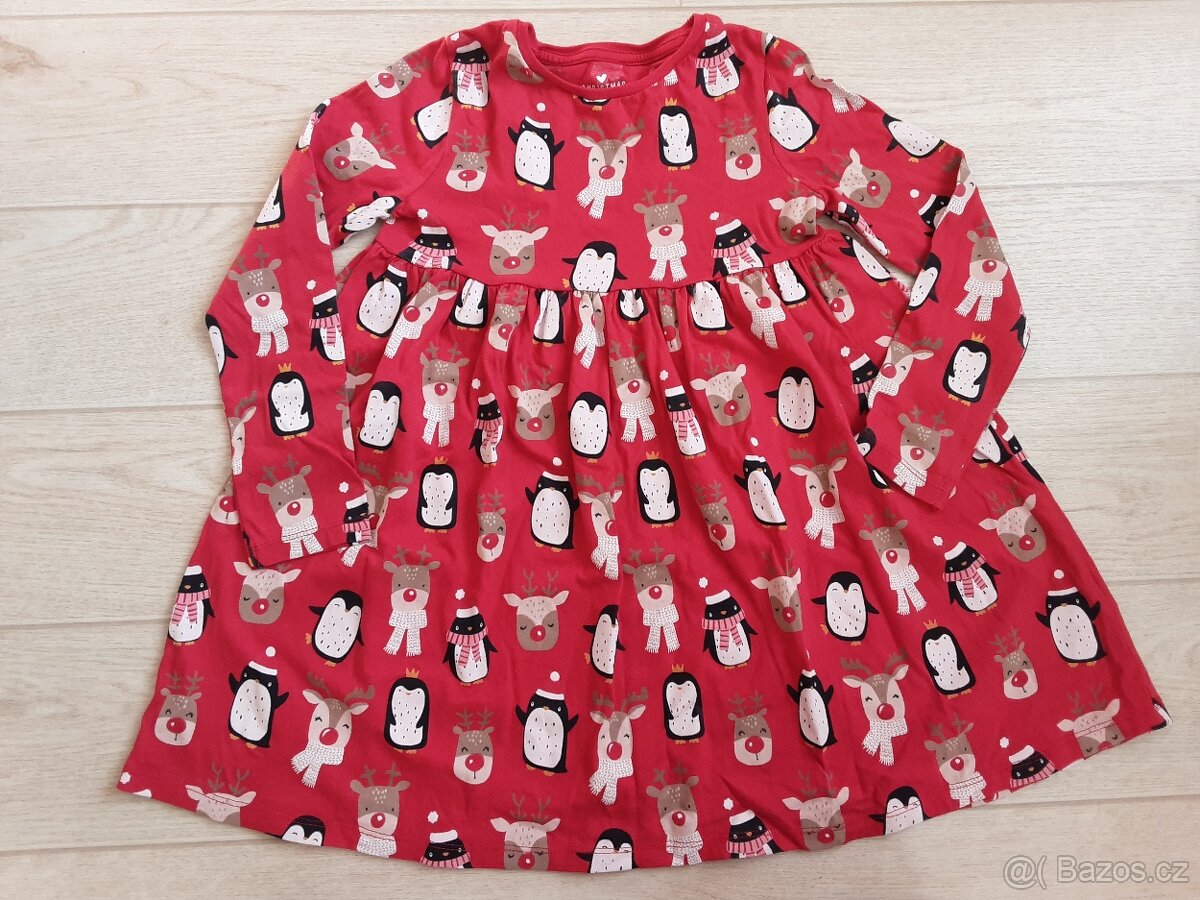 Dívčí šaty s vánočním motivem, vel. 122