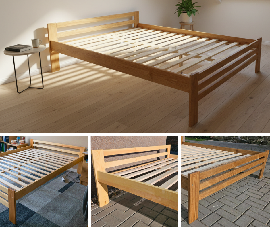 Masivní manželská postel s roštem zdarma