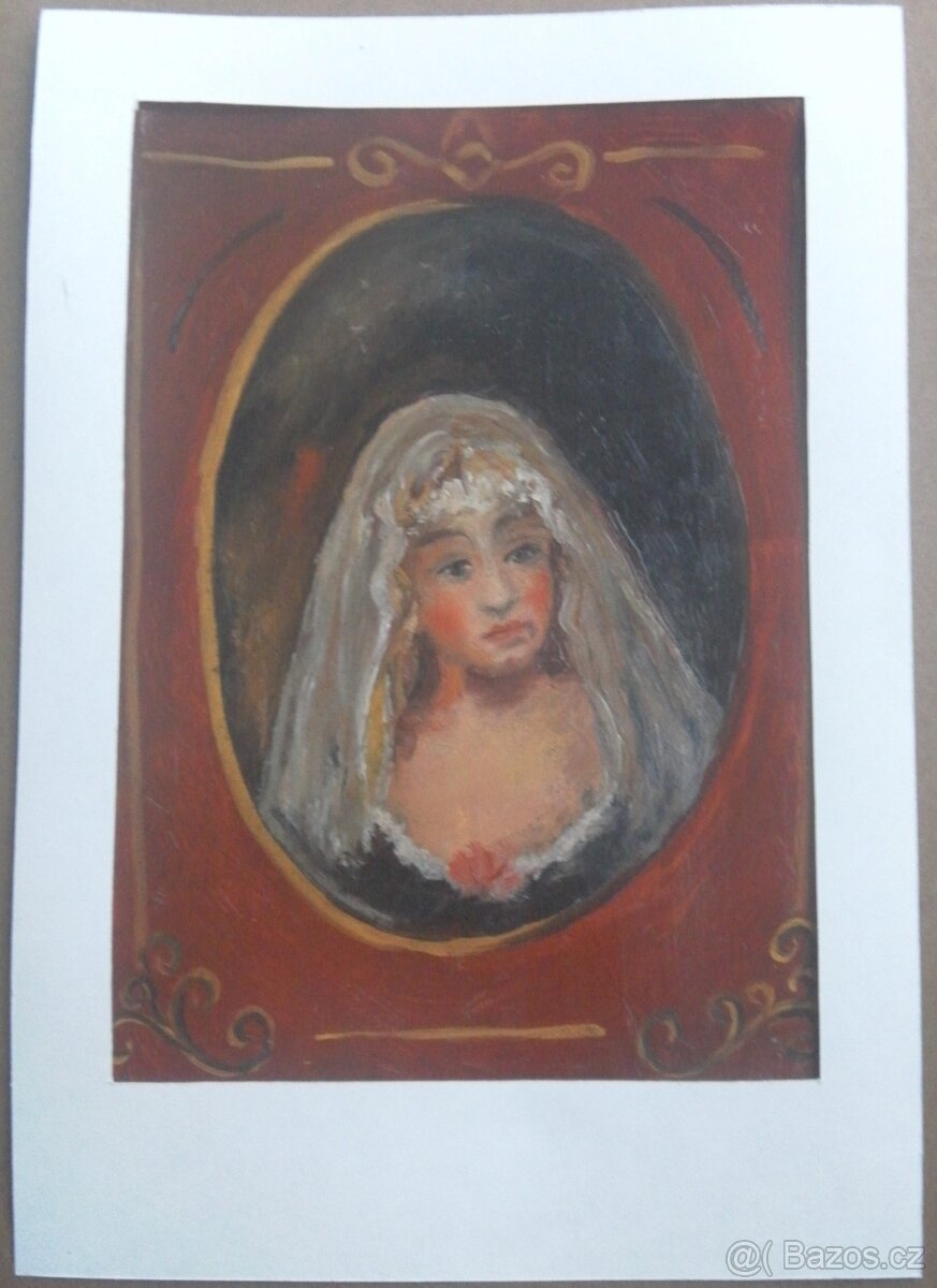 Dívka v závoji s růží.