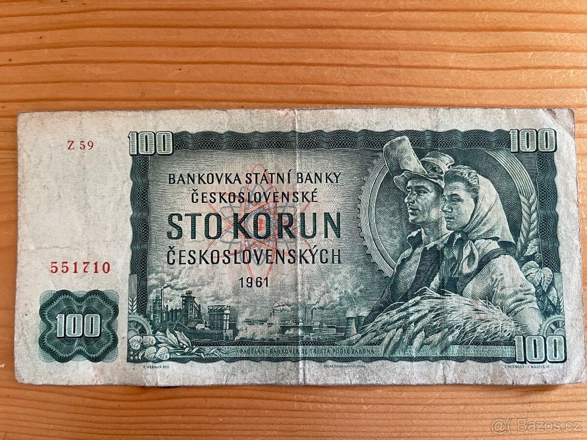Bankovka 100 Kč z roku 1961