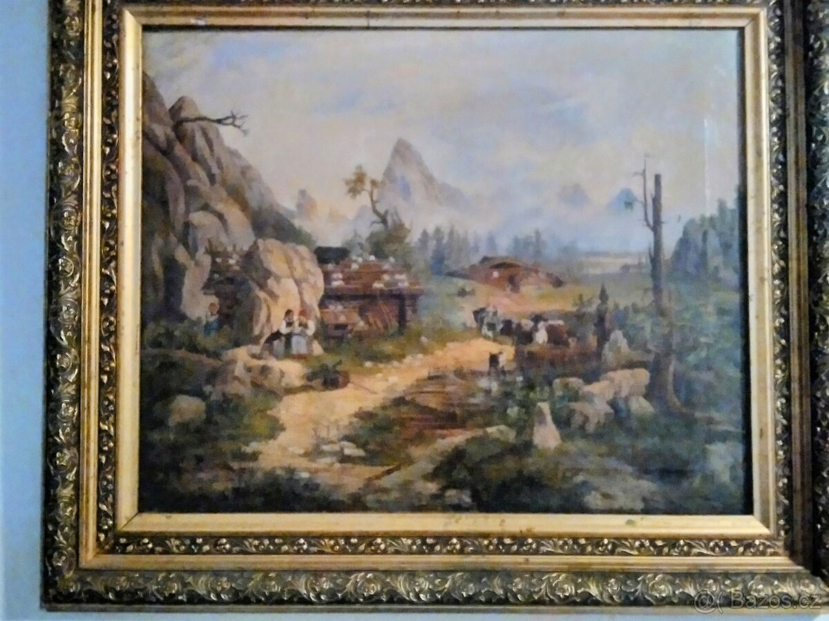 Obraz pozdní Biedermeier olej plátno