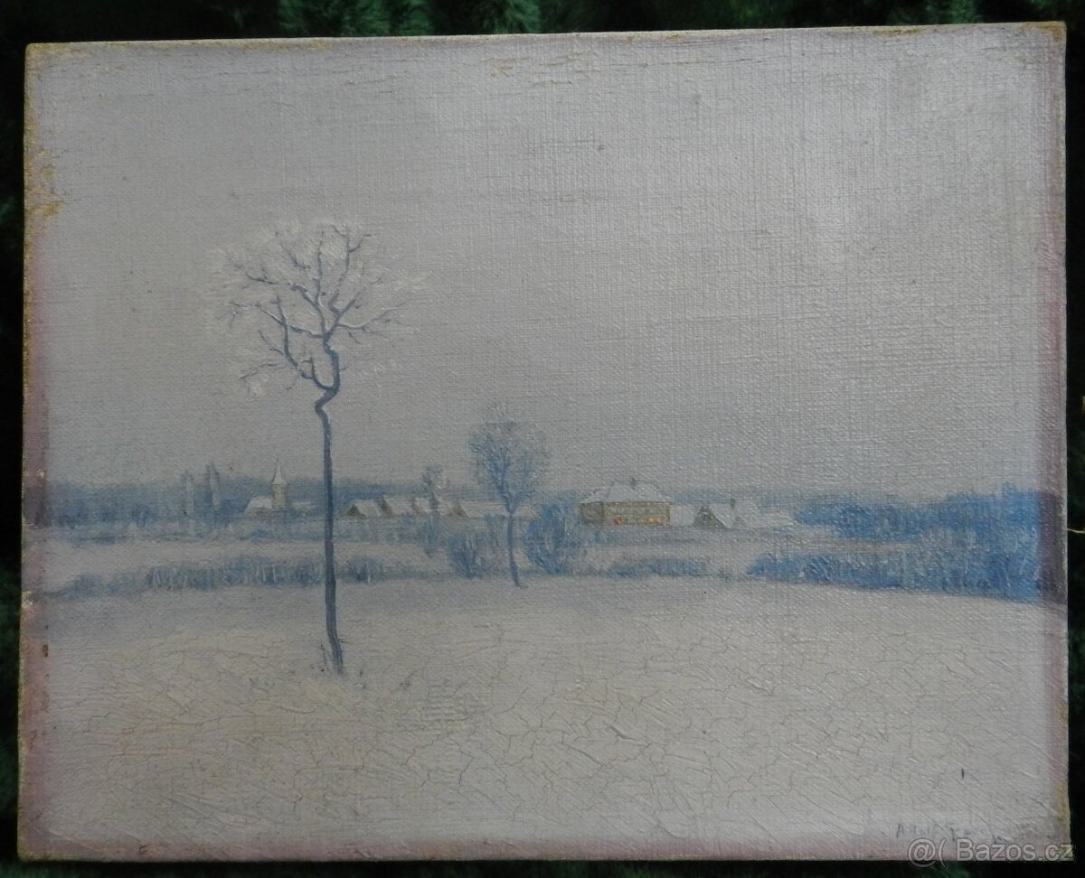 Adolf Pergl(1863-1935)-Vesnice v zimě