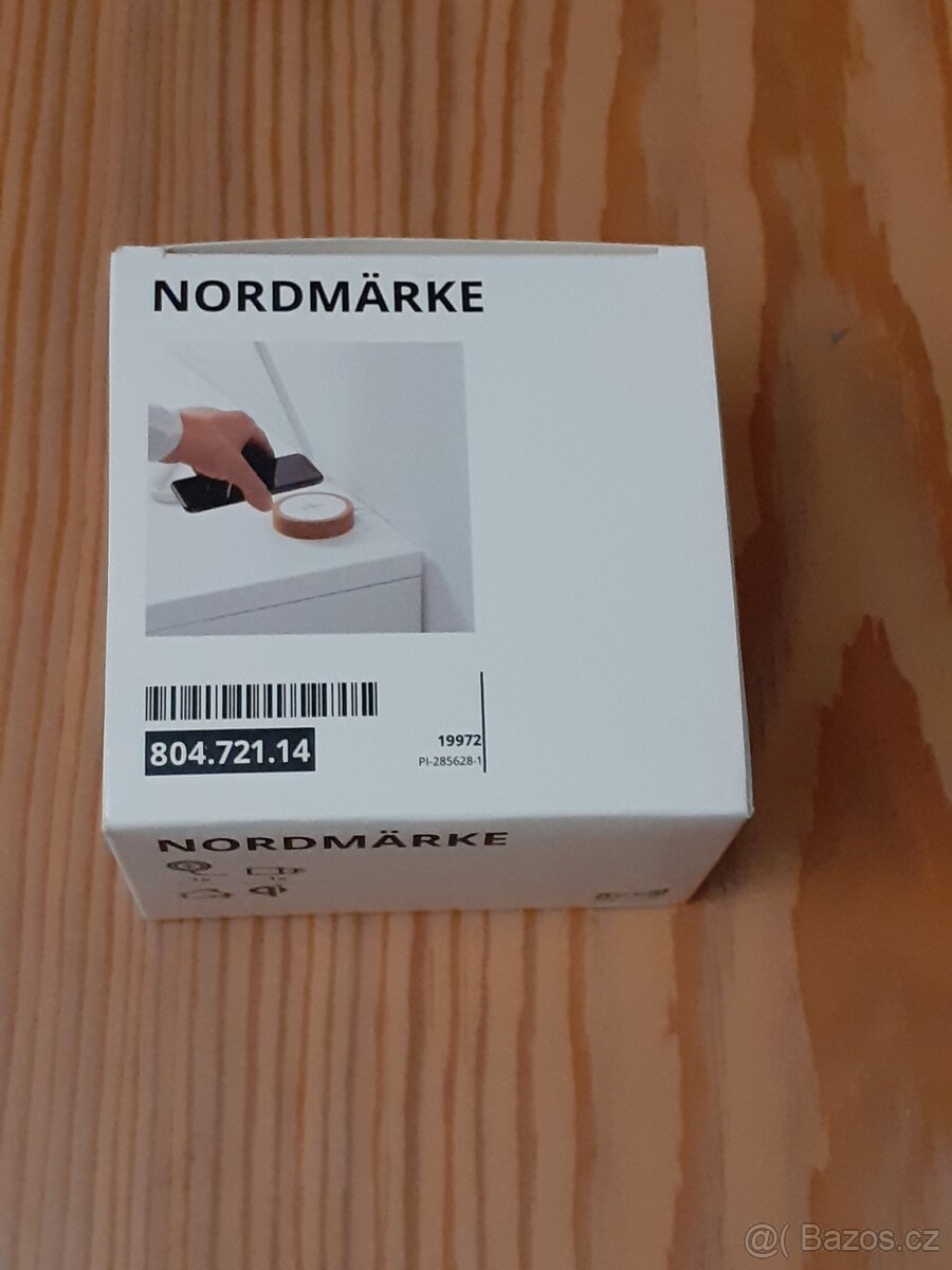 NORDMÄRKE IKEA Bezdrátová nabíječka, bílá/korek
