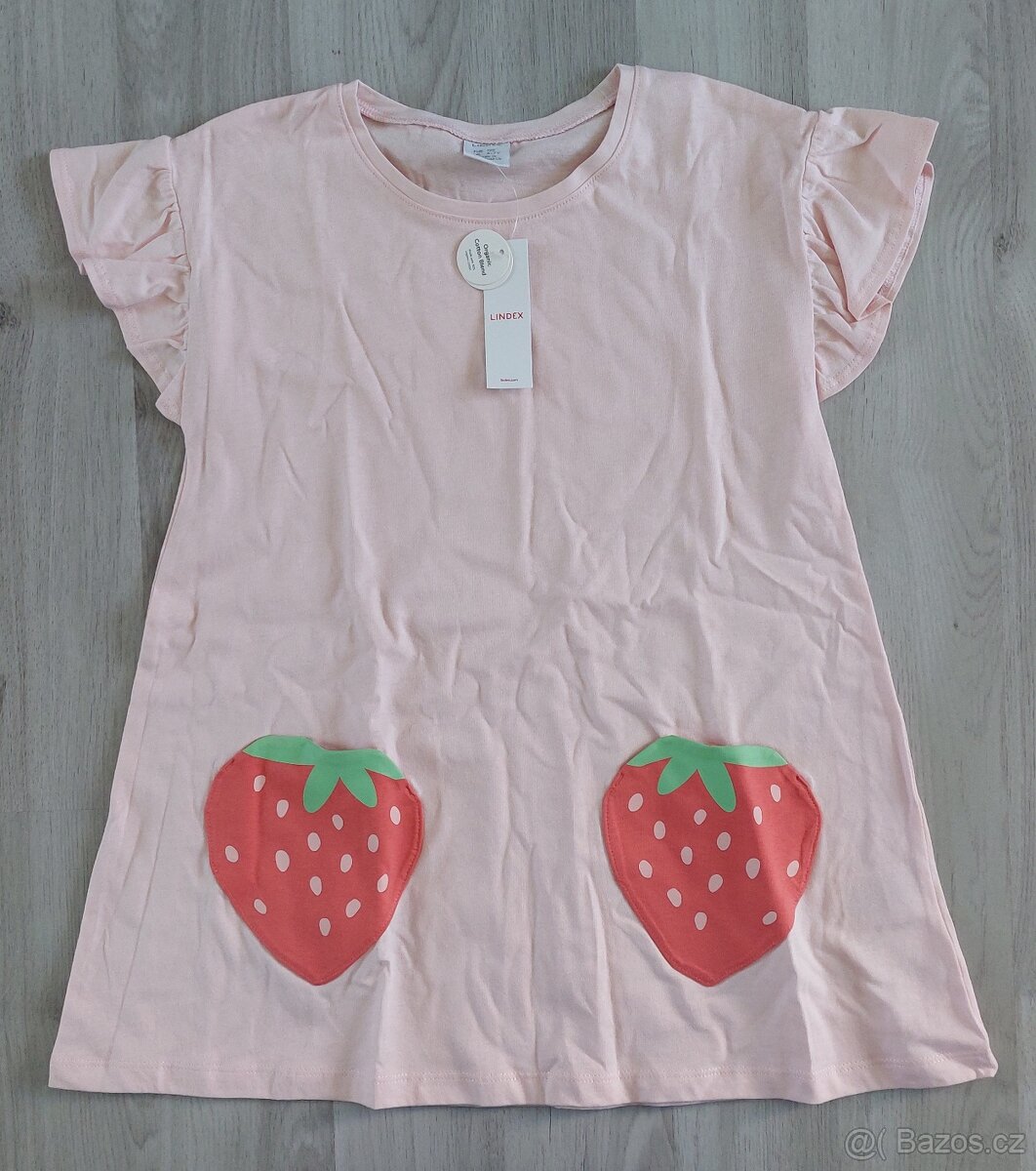 Nová tunika nebo šaty s jahodama vel.122 zn. Lindex