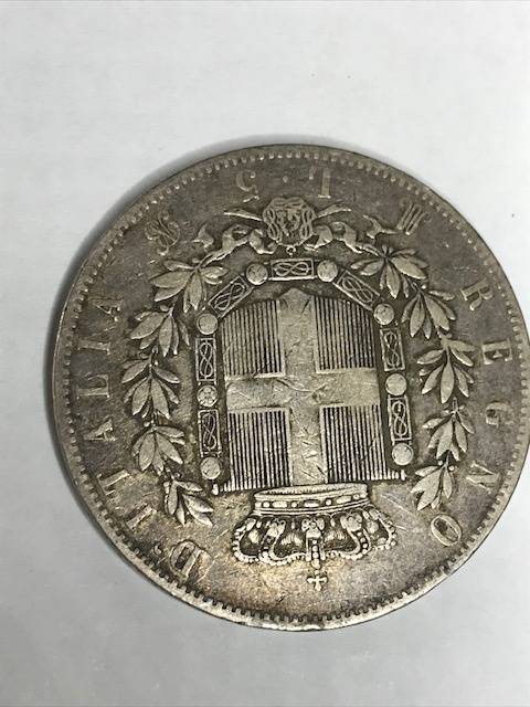Italská stříbrná Lira 1873