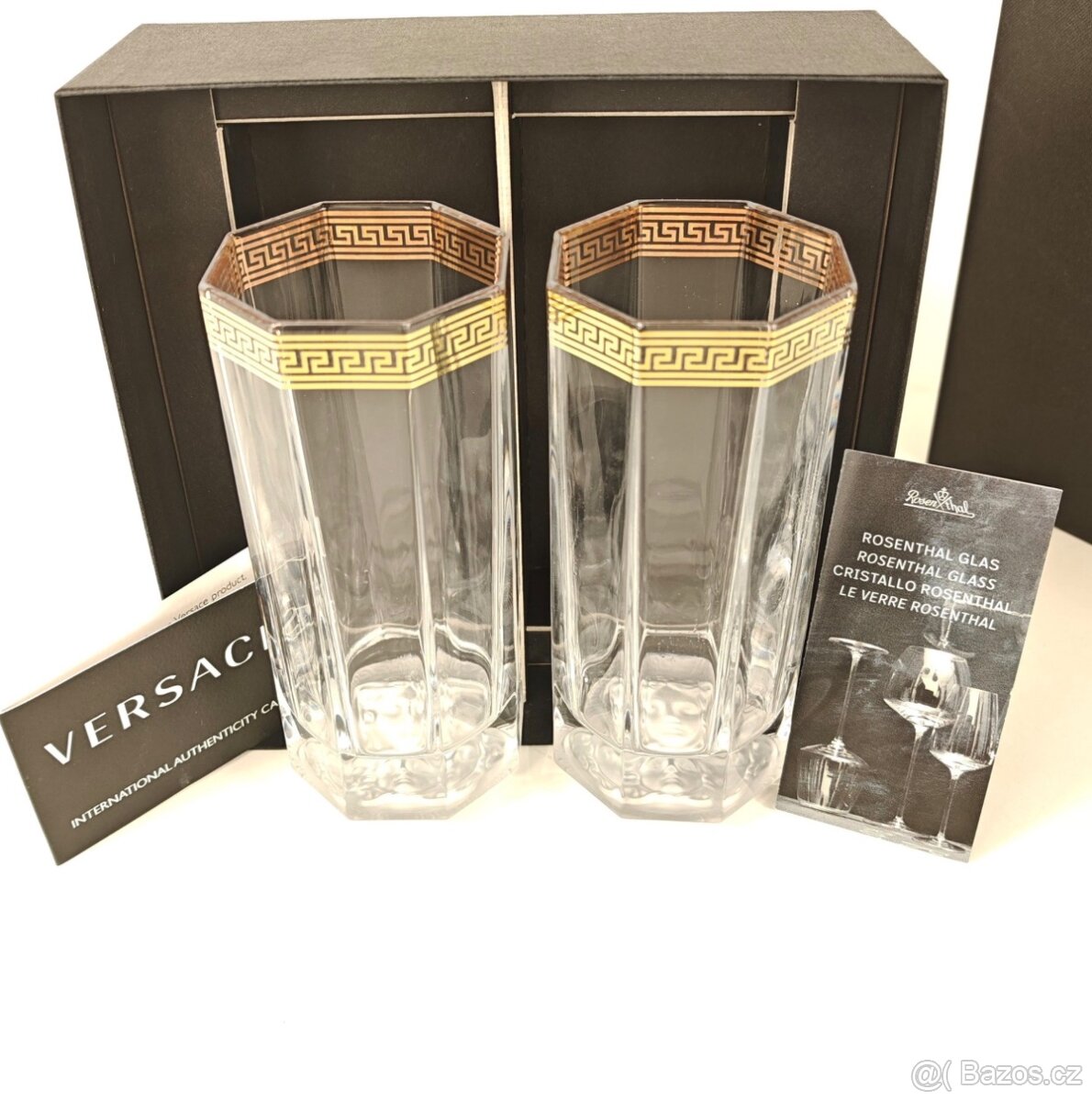 Originál sklenice VERSACE, 2ks, nové, zlacené
